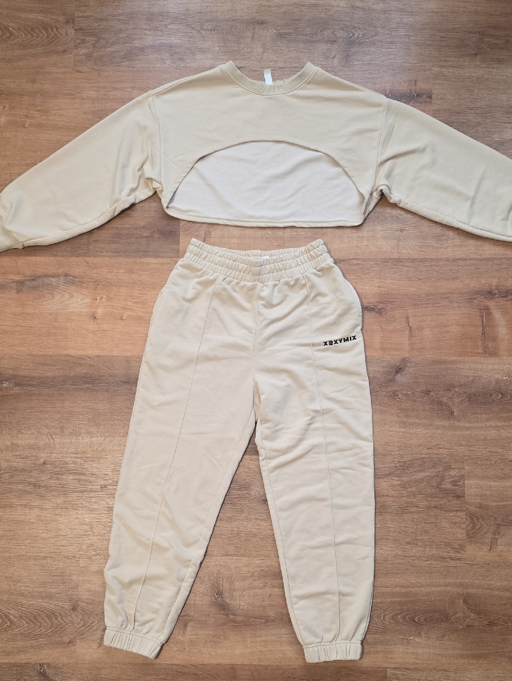 Women's Cream Track Joggers - Elastic Waist